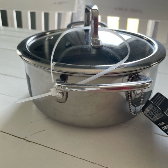 NEW David Burke 3 Quart Casserole Pot With Lid Stainless Steel Geo Clad 500F - Picture 4 of 12